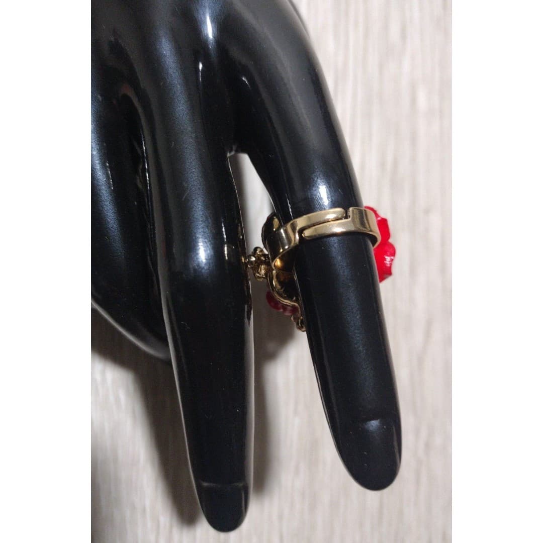 Oversize Rose - Gold Plated - Adjustable Floral Statement Ring - New - Thumbnail 3