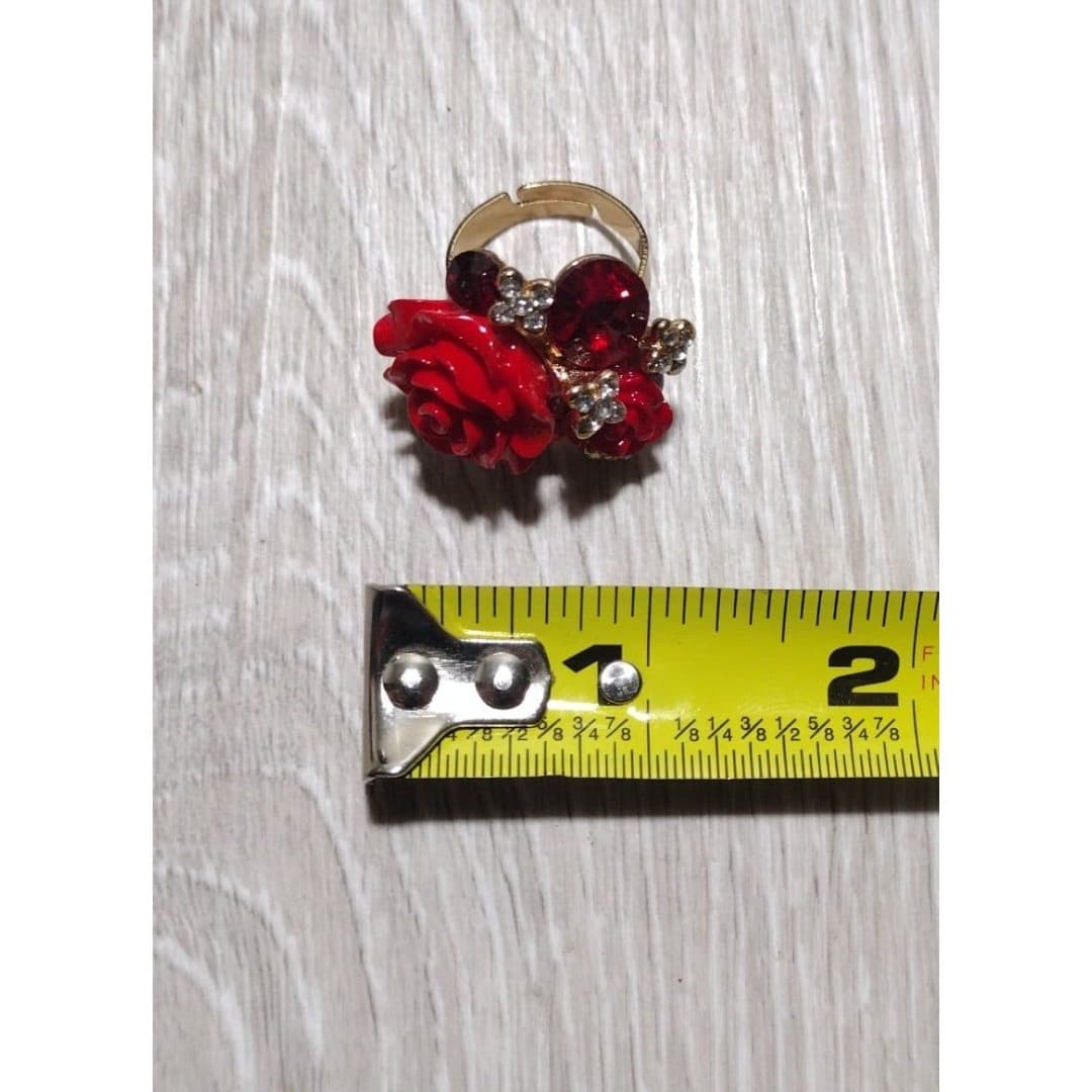 Oversize Rose - Gold Plated - Adjustable Floral Statement Ring - New - Thumbnail 6