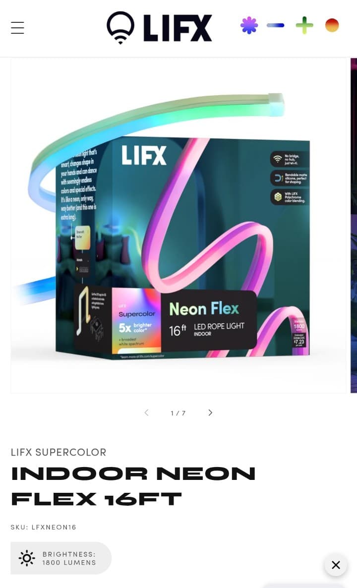 LIFX - SuperColor - Indoor Neon Flex 16ft Light Strip/Rope Light -RGBW LED Smart - Thumbnail 6