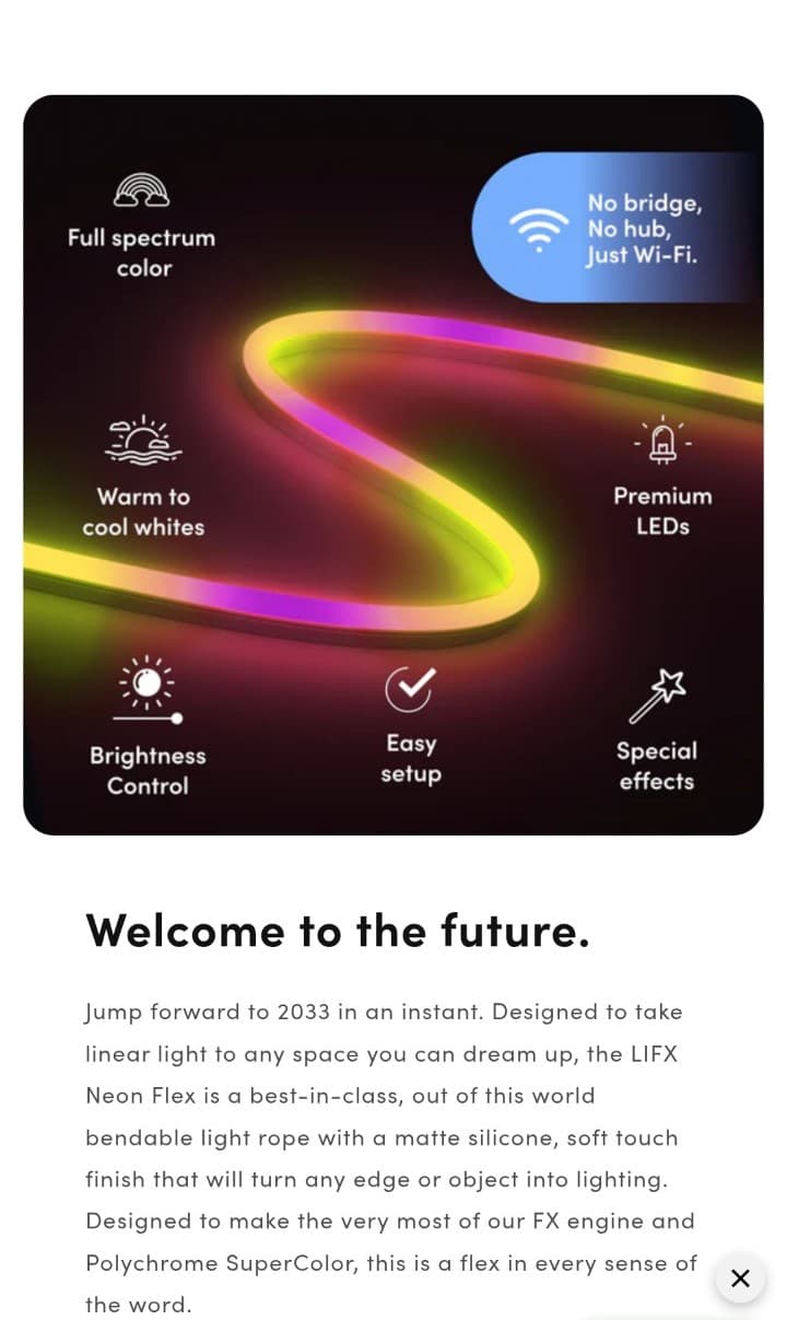 LIFX - SuperColor - Indoor Neon Flex 16ft Light Strip/Rope Light -RGBW LED Smart - Thumbnail 8
