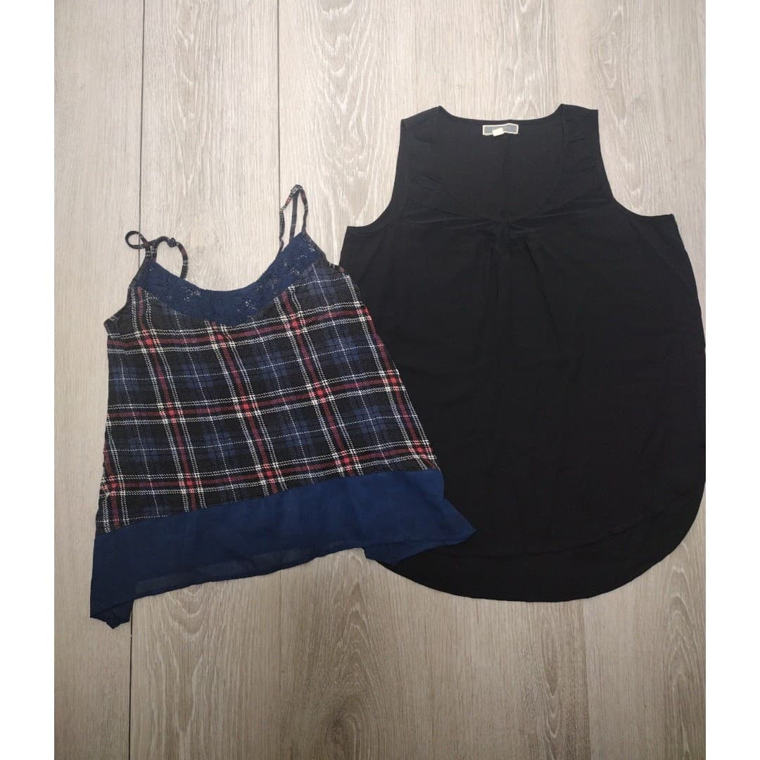 Bundle(2) - Pleione - XS - Black Tank Blouse | Mason & Mackenzie - S - Plaid - Image 1