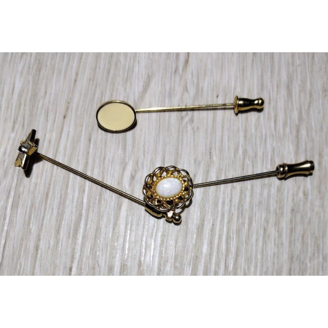 3 Vintage Gold Tone Stick Pins - Monet, Avon - Thumbnail 5