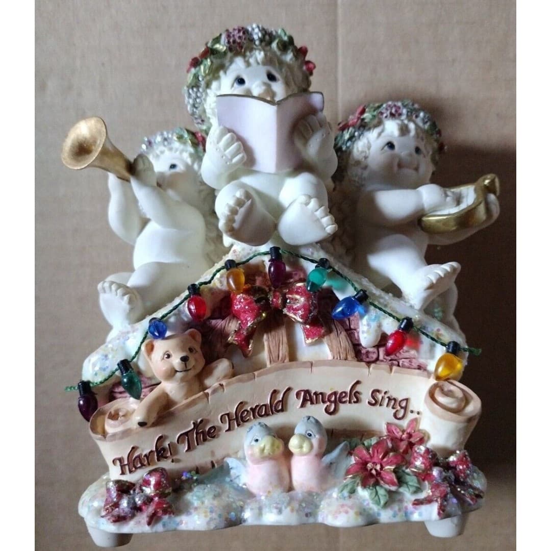 Dreamsicles "Christmas Chorus" Cherub Music Box Hark the Herald Angels Sing RARE - Thumbnail 8