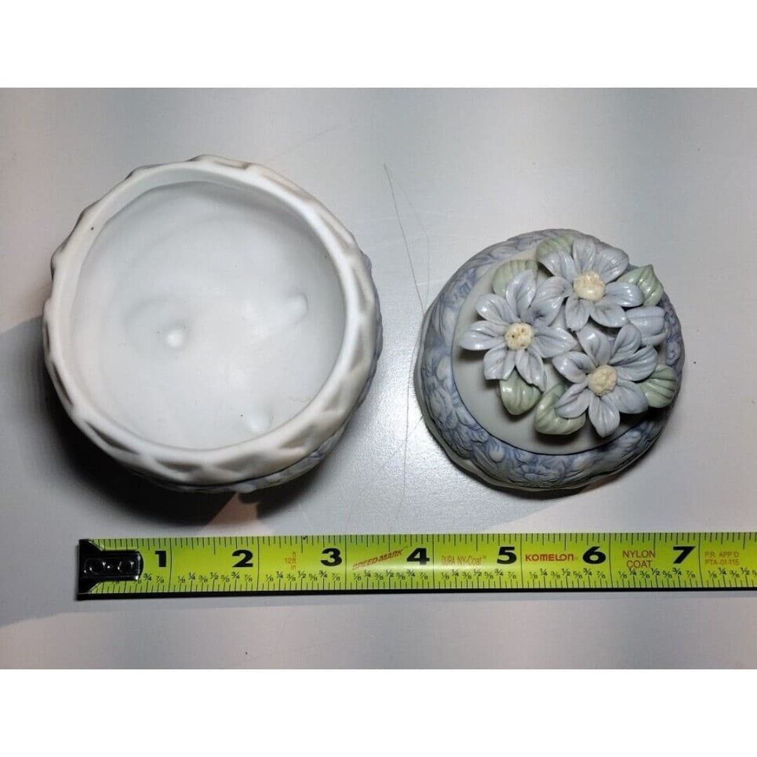 Hermitage Pottery Porcelain Egg Shaped Trinket Box Jewelry Holder - Thumbnail 7