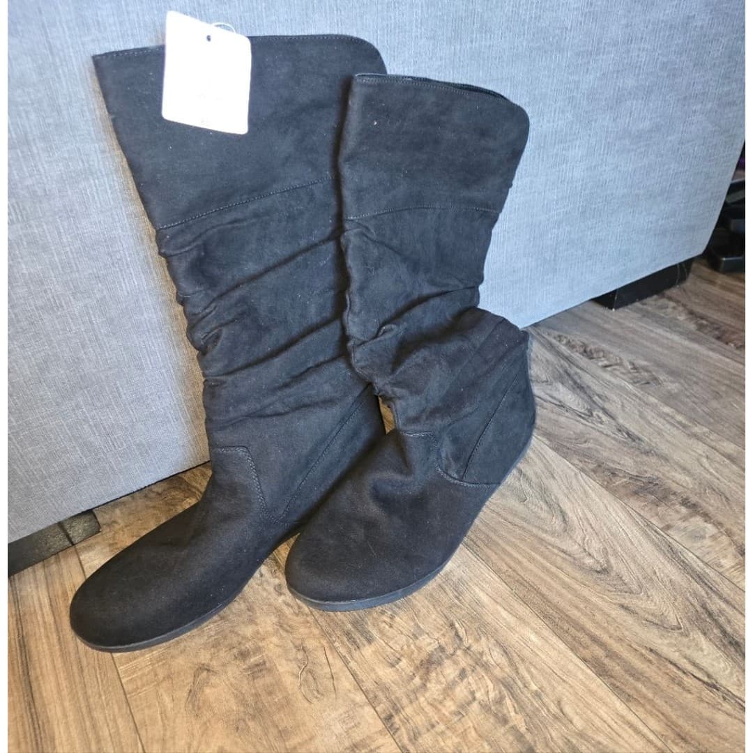 Women's Black Slouch Boots | New | Size 10(Med) | (Fits More Like 9) - Thumbnail 2