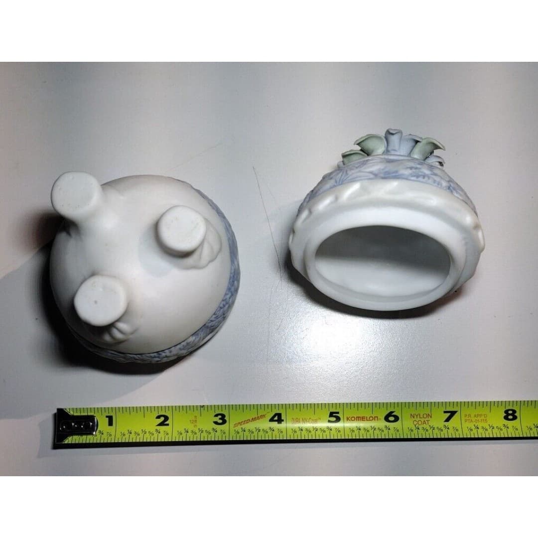 Hermitage Pottery Porcelain Egg Shaped Trinket Box Jewelry Holder - Thumbnail 9