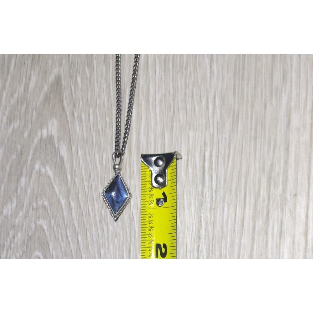 Art Deco - British Morpho Butterfly Wing Sterling Silver Diamond Shap Necklace - Thumbnail 10