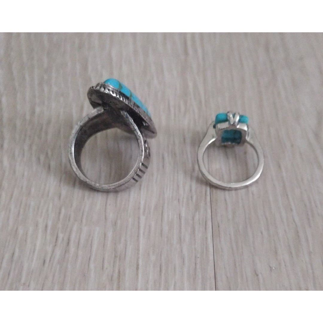 Ring Bundle(2) - Turquoise Like Stones - New - Thumbnail 2
