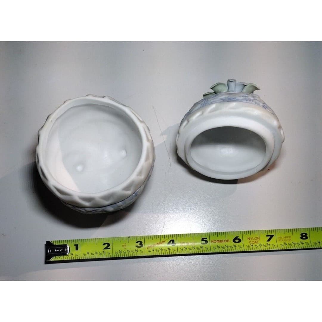 Hermitage Pottery Porcelain Egg Shaped Trinket Box Jewelry Holder - Thumbnail 8