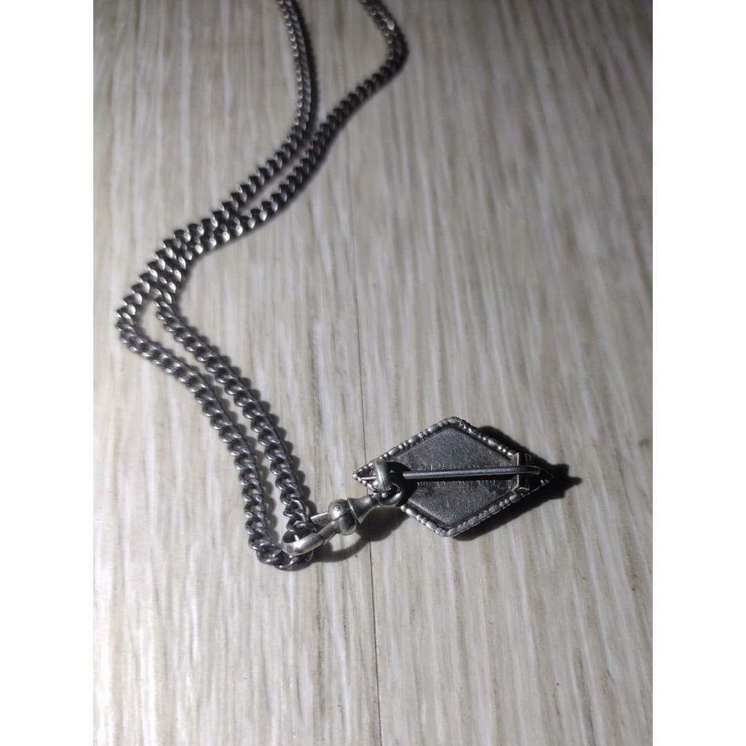 Art Deco - British Morpho Butterfly Wing Sterling Silver Diamond Shap Necklace - Thumbnail 5