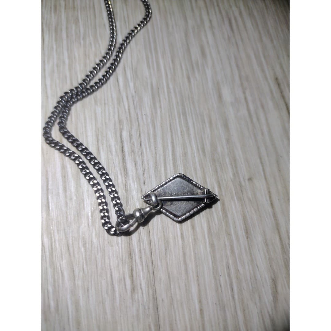 Art Deco - British Morpho Butterfly Wing Sterling Silver Diamond Shap Necklace - Thumbnail 4