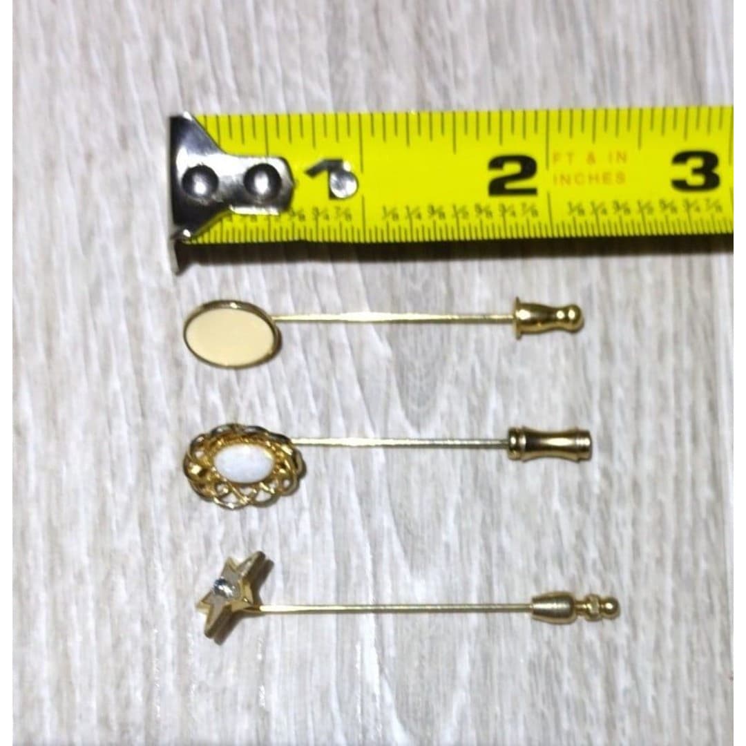 3 Vintage Gold Tone Stick Pins - Monet, Avon - Thumbnail 2