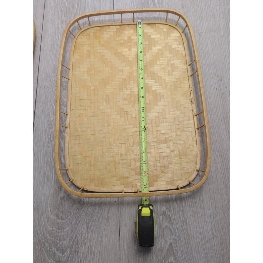 Vintage - Set of 3 - Bamboo Rattan Serving Trays - Stacking Woven Wicker - EUC - Thumbnail 2