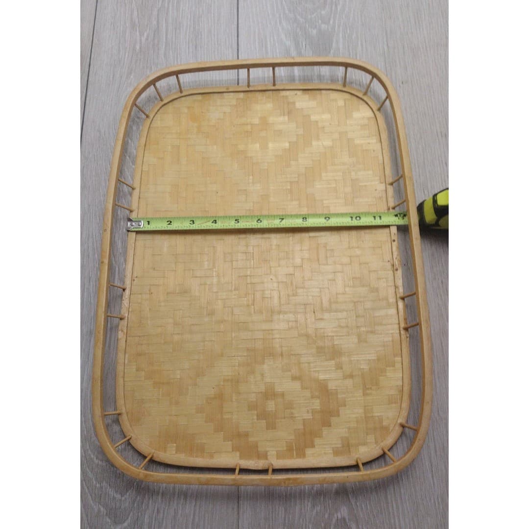 Vintage - Set of 3 - Bamboo Rattan Serving Trays - Stacking Woven Wicker - EUC - Thumbnail 3