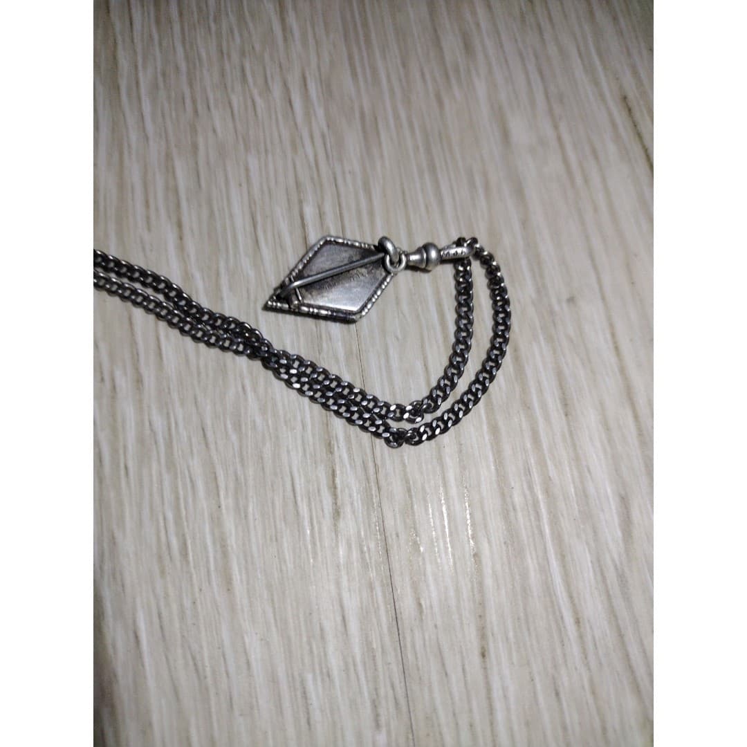 Art Deco - British Morpho Butterfly Wing Sterling Silver Diamond Shap Necklace - Thumbnail 6