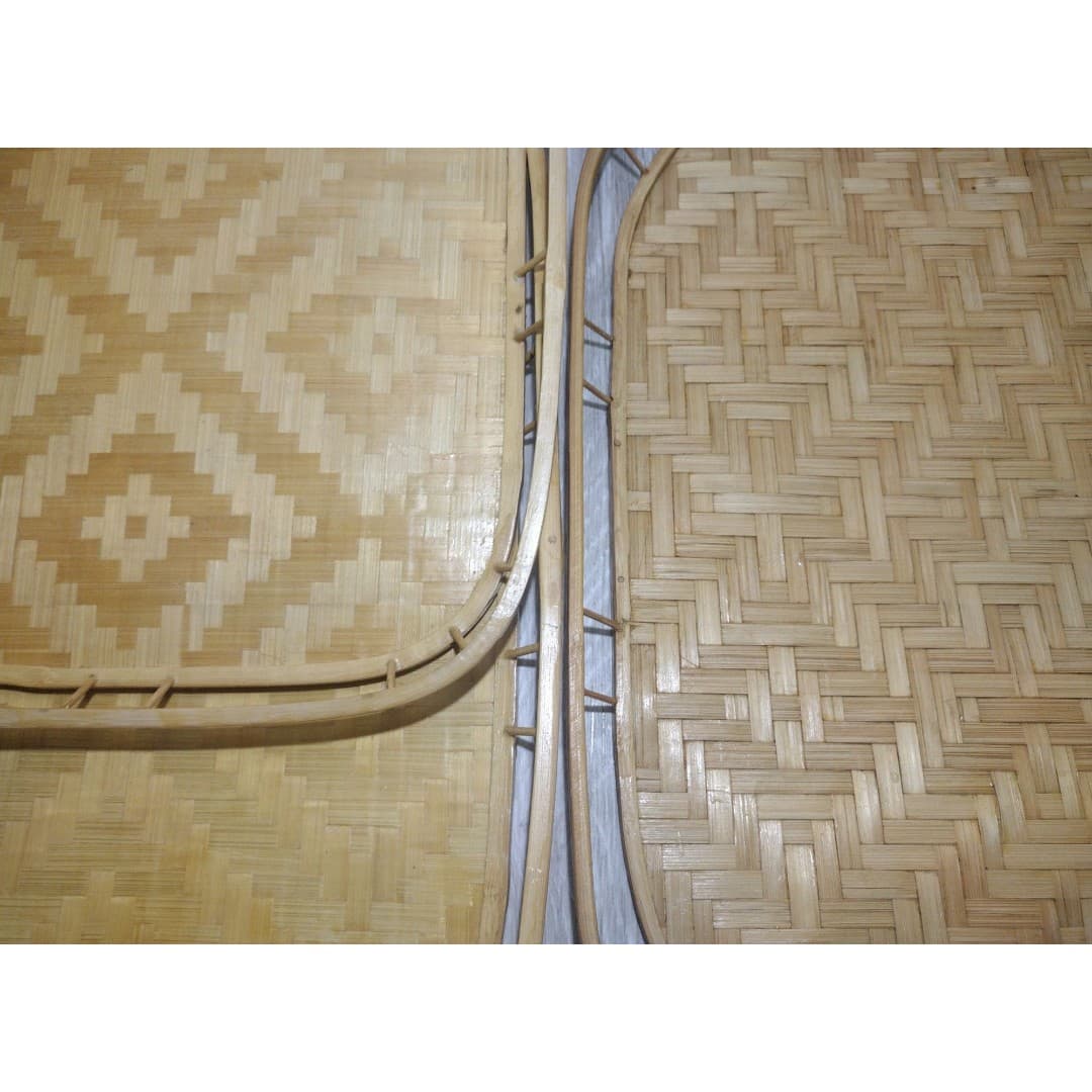 Vintage - Set of 3 - Bamboo Rattan Serving Trays - Stacking Woven Wicker - EUC - Thumbnail 7