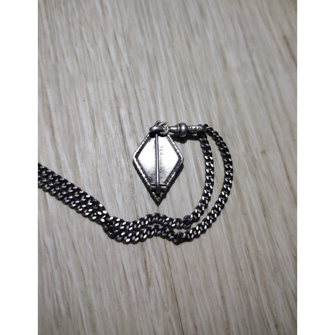 Art Deco - British Morpho Butterfly Wing Sterling Silver Diamond Shap Necklace - Thumbnail 8