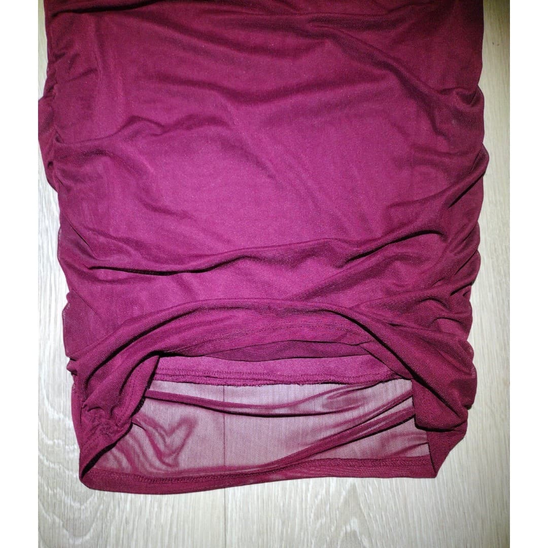 See You Monday - 100% Polyester Burgundy Skirt - Size Large - Thumbnail 2
