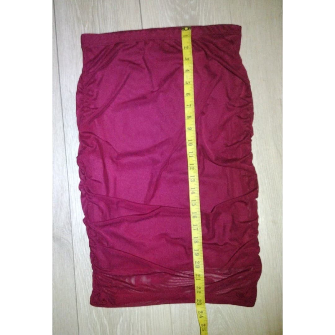 See You Monday - 100% Polyester Burgundy Skirt - Size Large - Thumbnail 6