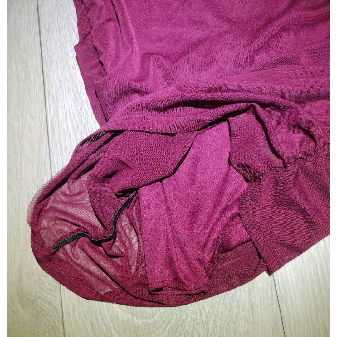 See You Monday - 100% Polyester Burgundy Skirt - Size Large - Thumbnail 3