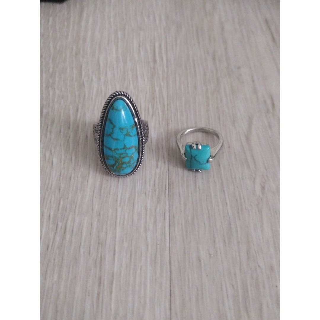 Ring Bundle(2) - Turquoise Like Stones - New - Image 1