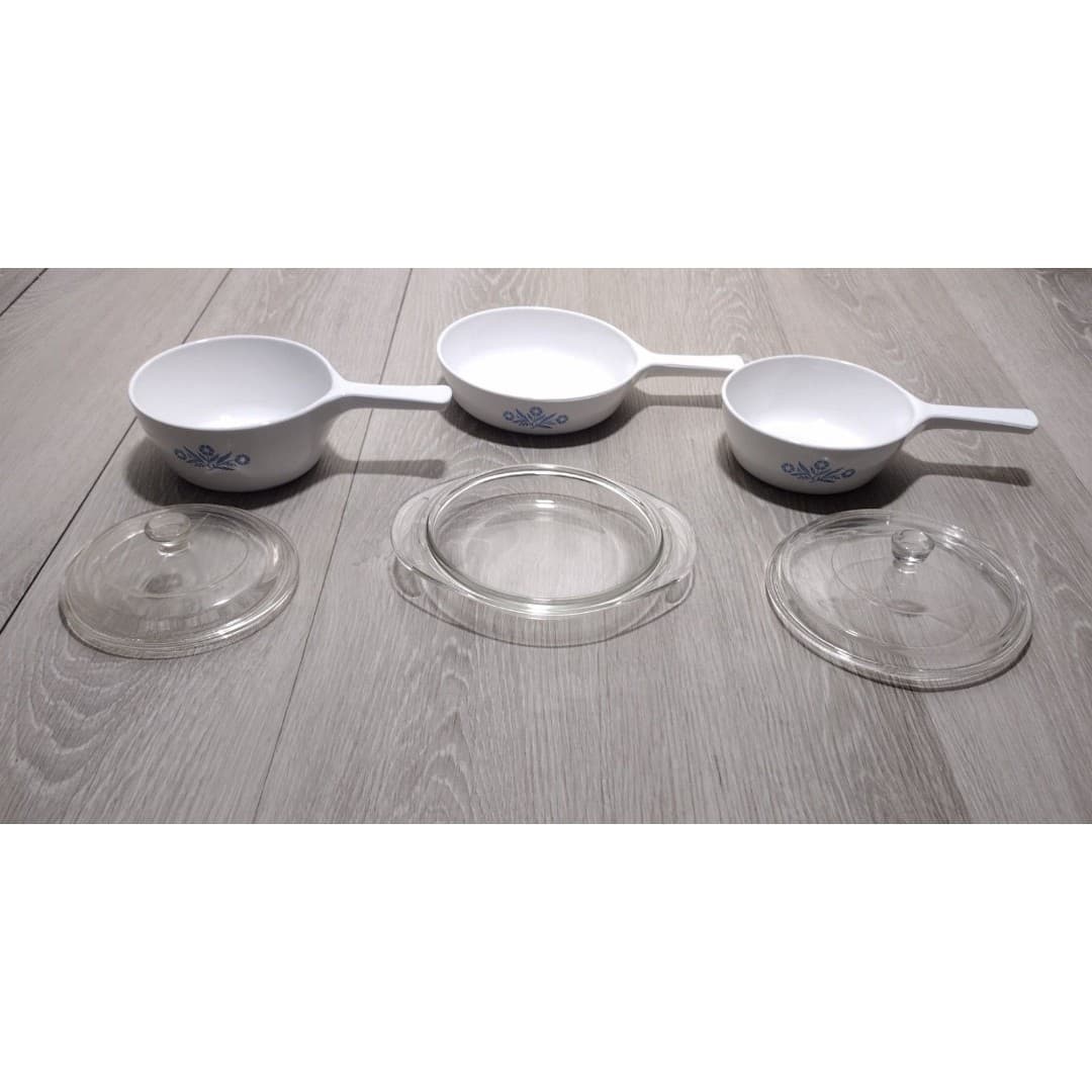 VTG Set Of 3 - Corning Ware - Blue Cornflower - P-81-B, P-82-B, P-83-B + 3 Lids - Thumbnail 2