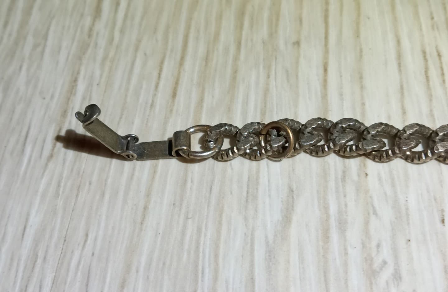 Vintage Silver Tone Cabochon Charm Bracelet 1960s Mid Century Art Glass Stone - Thumbnail 5