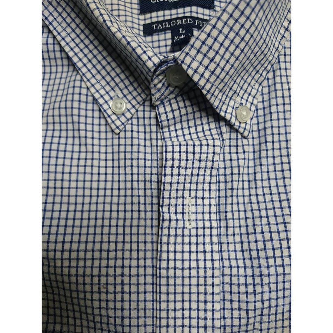 Croft & Barrow Tailored Button Down Dress Shirt 100% Cotton White/Blue - Mens L - Thumbnail 6