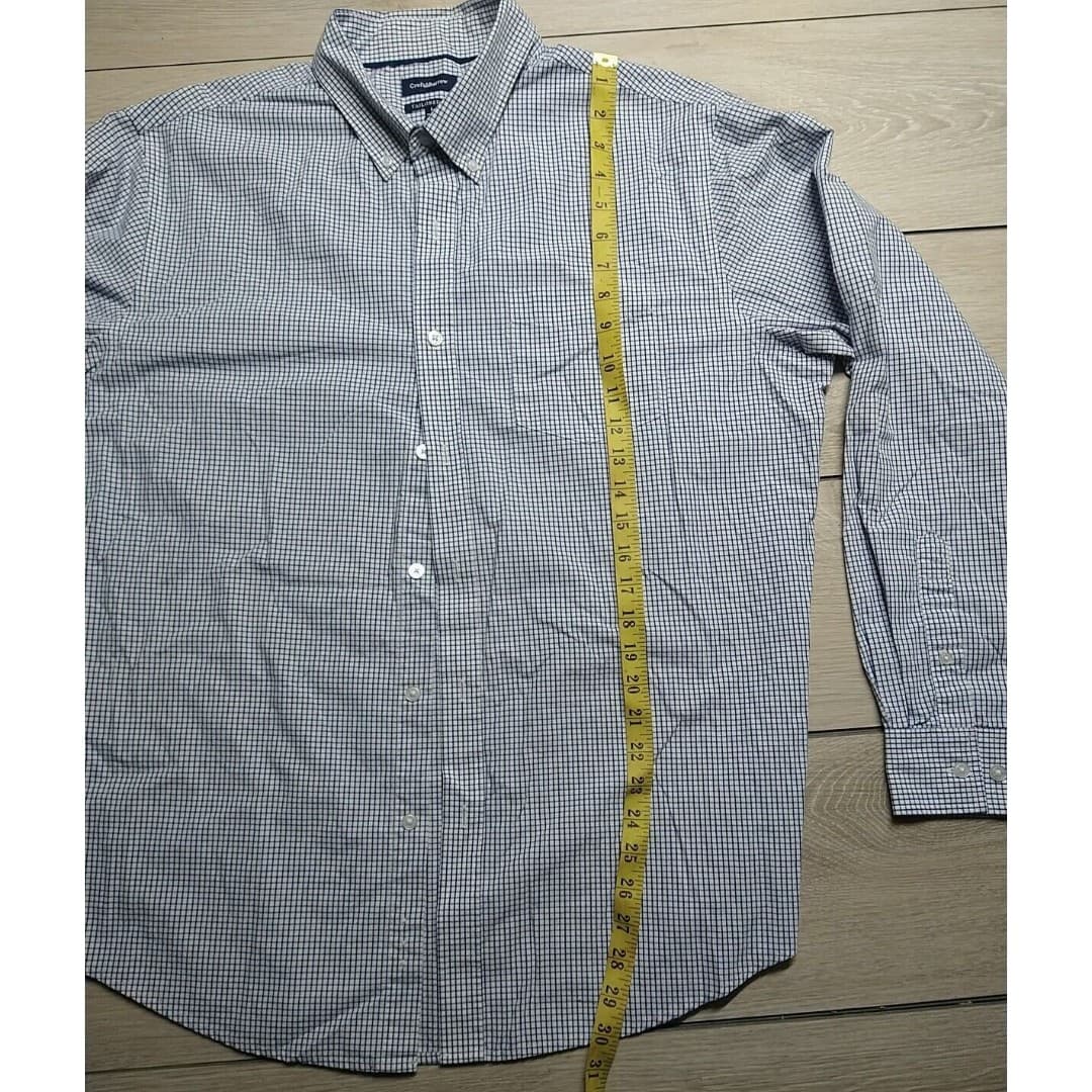 Croft & Barrow Tailored Button Down Dress Shirt 100% Cotton White/Blue - Mens L - Thumbnail 3