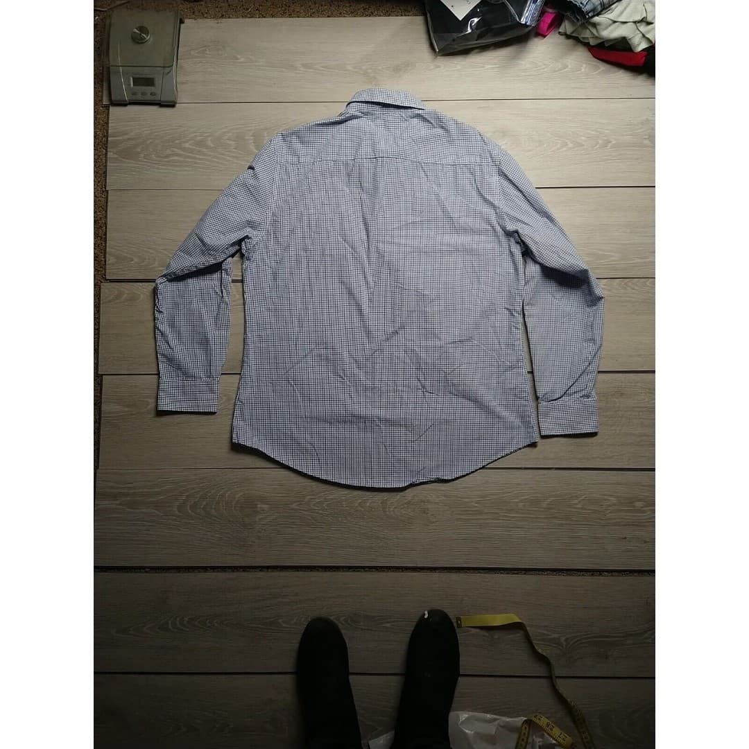 Croft & Barrow Tailored Button Down Dress Shirt 100% Cotton White/Blue - Mens L - Thumbnail 8