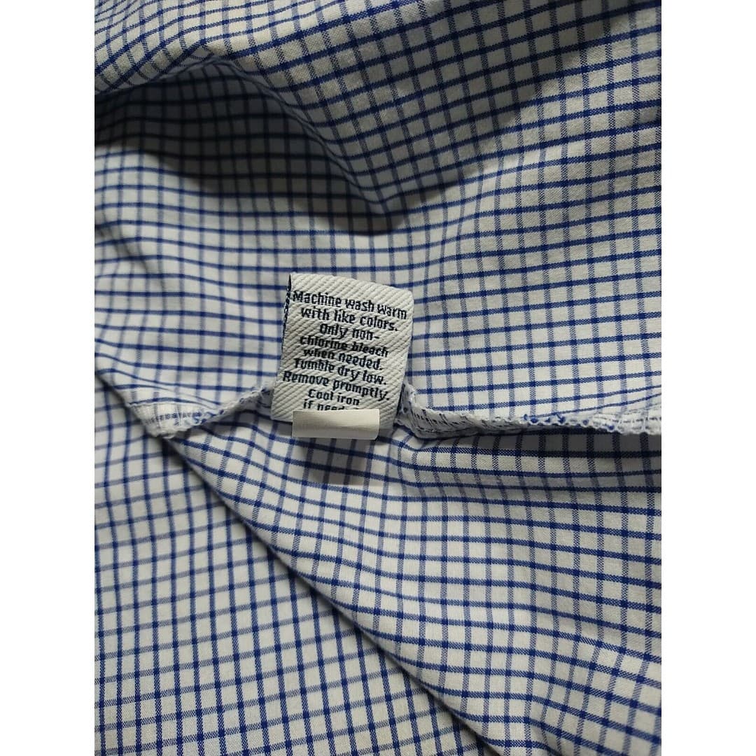 Croft & Barrow Tailored Button Down Dress Shirt 100% Cotton White/Blue - Mens L - Thumbnail 9