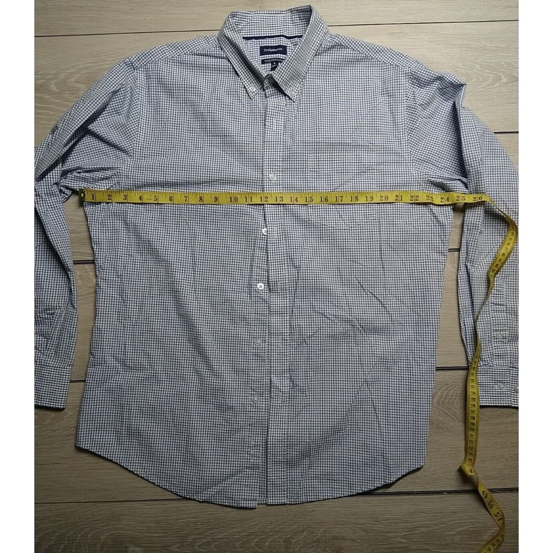 Croft & Barrow Tailored Button Down Dress Shirt 100% Cotton White/Blue - Mens L - Thumbnail 2
