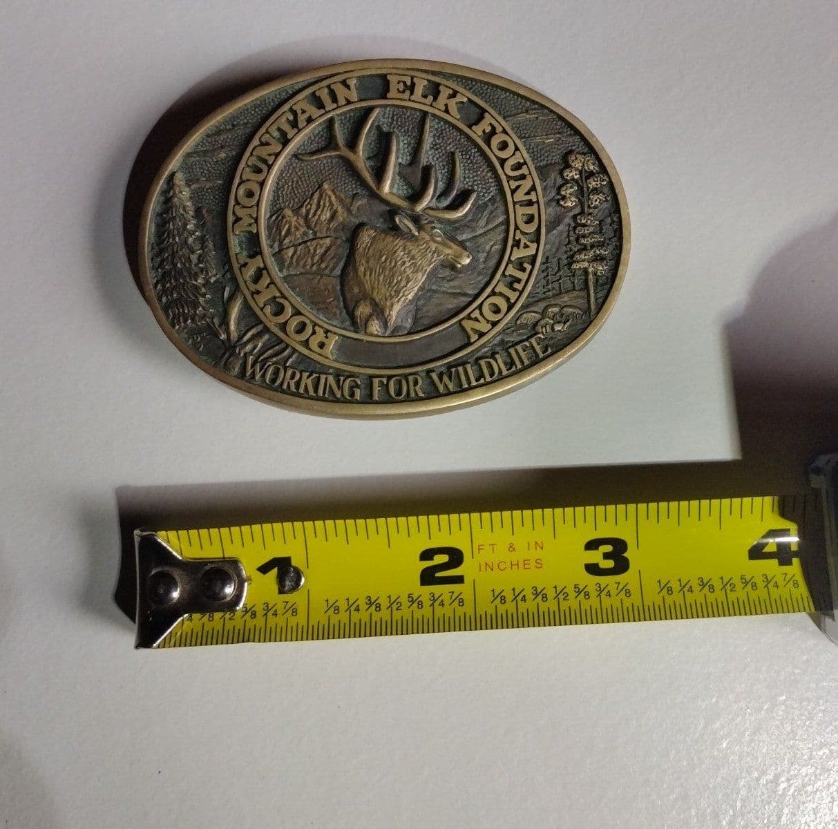 Vintage Rocky Mountain Elk Foundation Solid Brass Belt Buckle - ADM Inc. #258 - Thumbnail 3