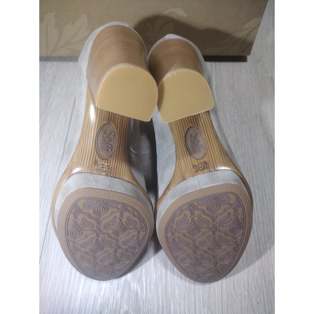 Sofft - Renita Mist Grey Suede Peep-toe Caged High Heel Wedge Sandal - 6.5 -NEW - Thumbnail 7