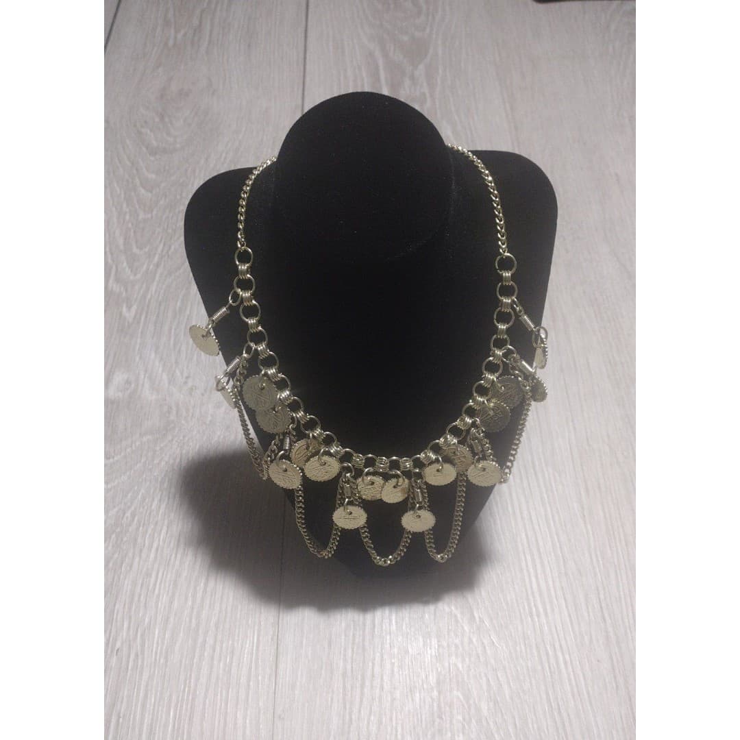 Bohemian Cha-Cha Gold Tone Chain/Coin Necklace - Fun - New - Image 1