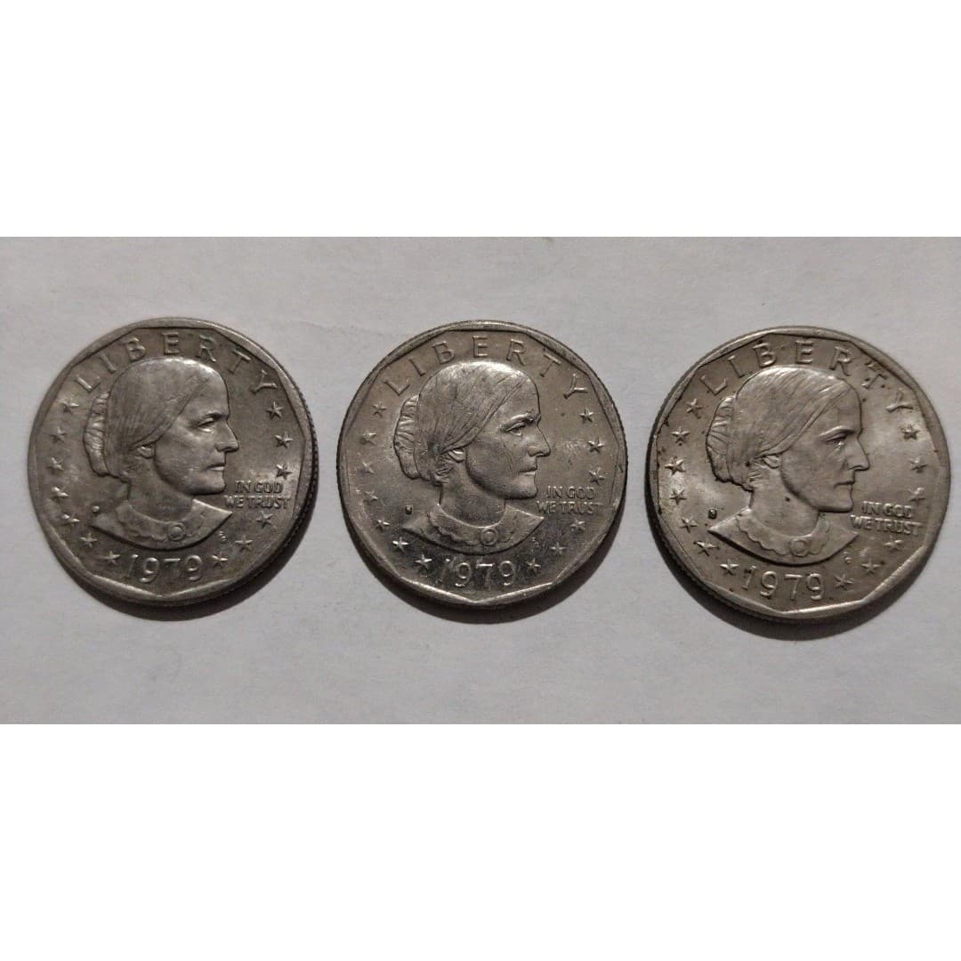(3) 1979 Susan B. Anthony Dollar Coins(1979d, 1979s x2) - Image 1