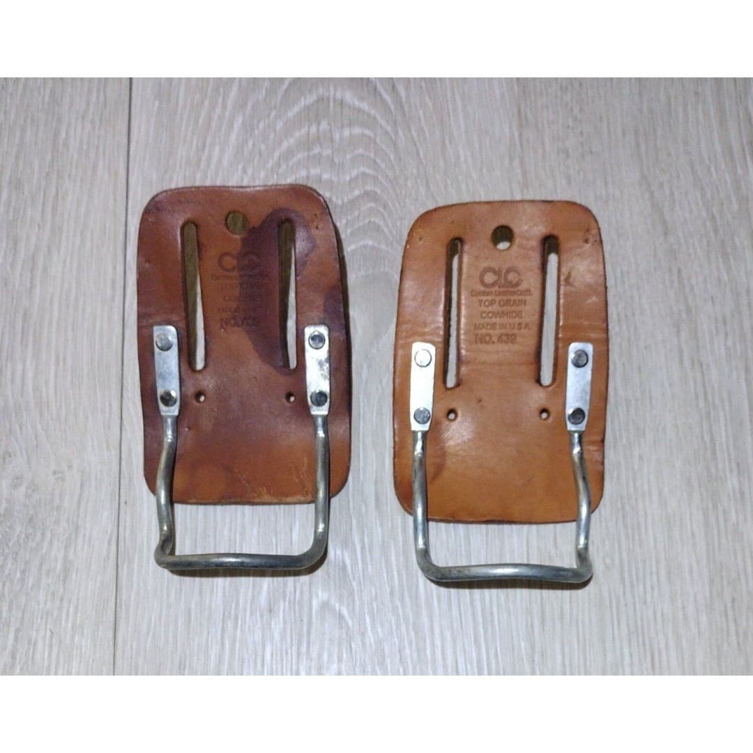2 Vintage Custom LeatherCraft Steel Loop Hammer Holders - Image 1