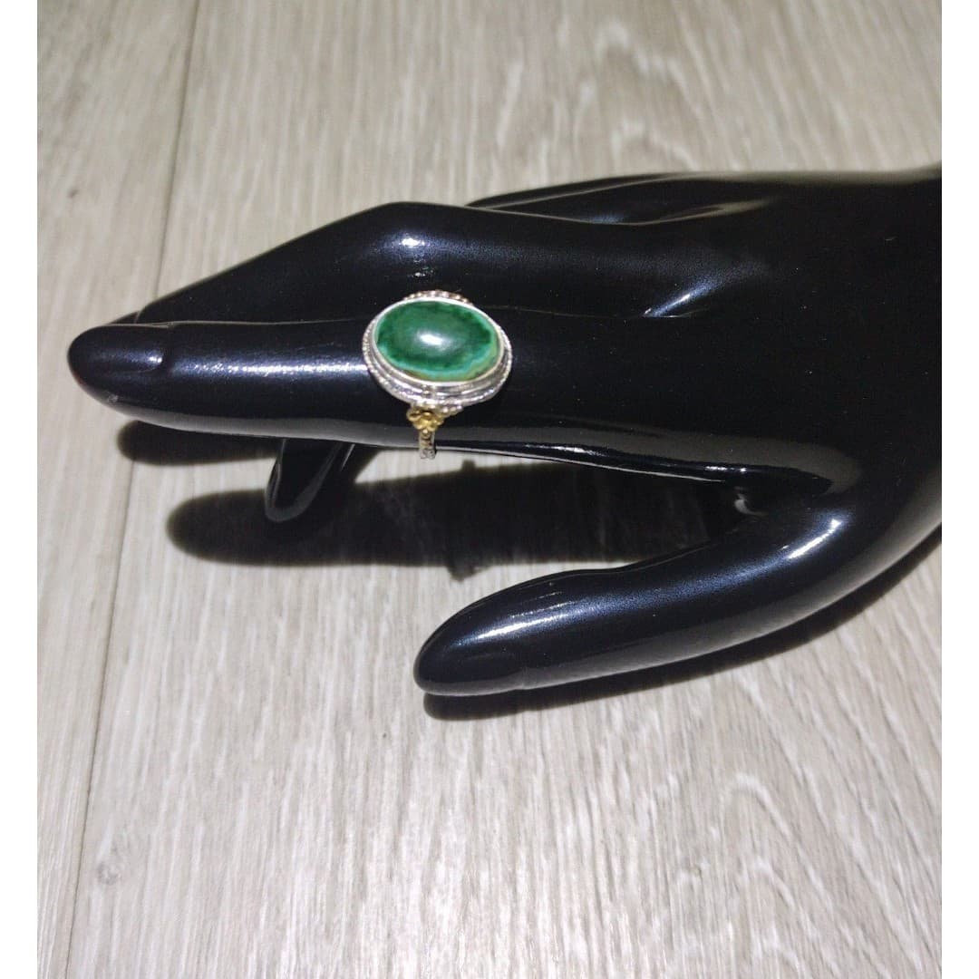 Vintage Uncas Sterling & 10k G.F. Ring w/ Possibly A Socoto Emerald Stone - Image 1