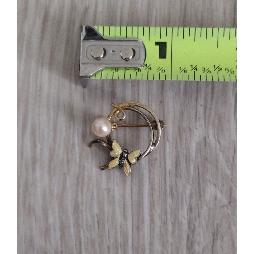 Adorable Wells Art Nouveau Revival 14K Gold Filled Genuine Cultured Pearl Bright - Thumbnail 2