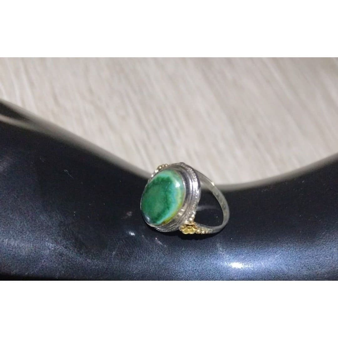 Vintage Uncas Sterling & 10k G.F. Ring w/ Possibly A Socoto Emerald Stone - Thumbnail 5