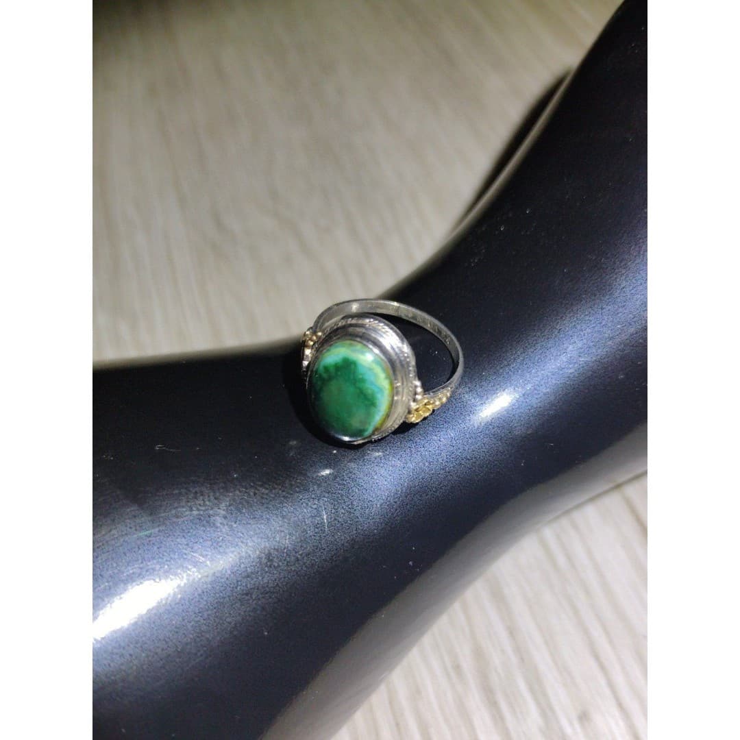 Vintage Uncas Sterling & 10k G.F. Ring w/ Possibly A Socoto Emerald Stone - Thumbnail 6