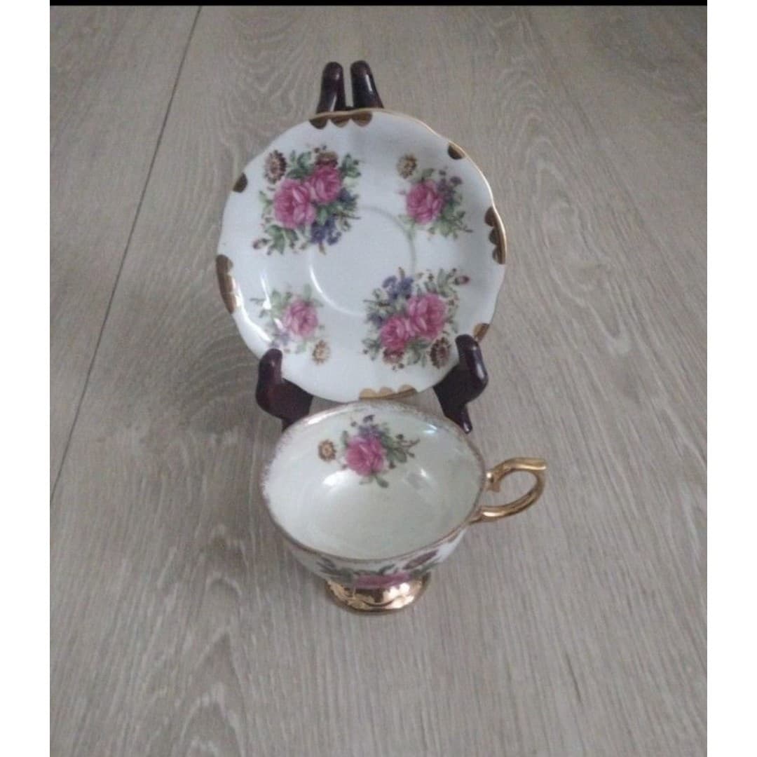 Vintage Porcelain Demitasse Teacup and Saucer Set - Image 1