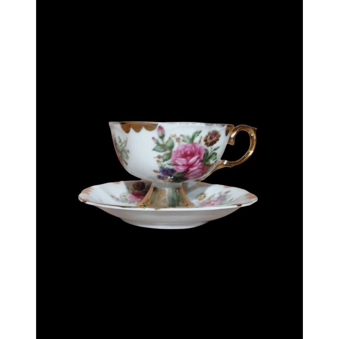Vintage Porcelain Demitasse Teacup and Saucer Set - Thumbnail 7