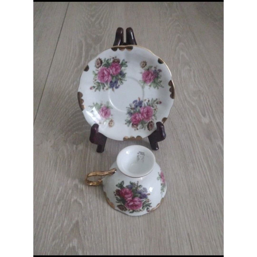 Vintage Porcelain Demitasse Teacup and Saucer Set - Thumbnail 2