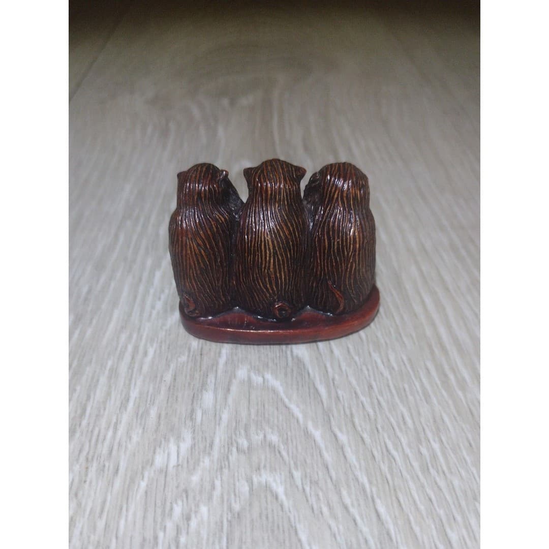Vintage - 3 Wise Monkeys - Hear, Speak, and See No Evil - (Possible Paperweight) - Thumbnail 2
