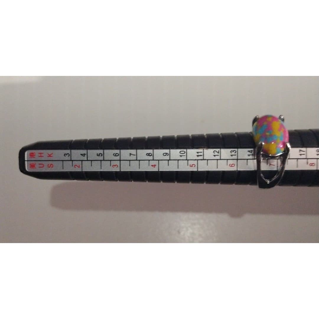 Silvertone Beautiful Colorful Statement Ring - Thumbnail 2