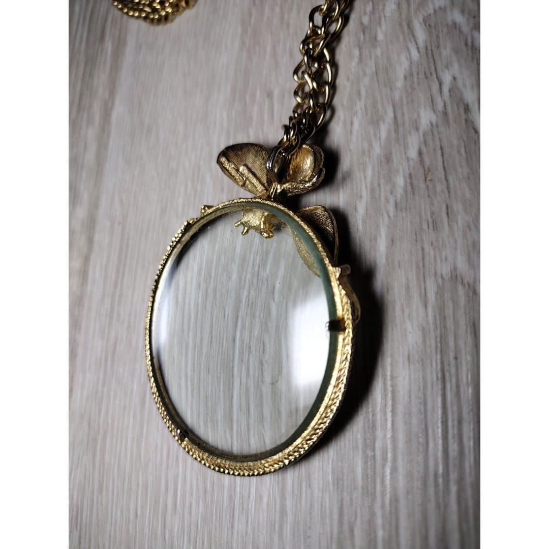 Vintage Necklace-Signed Florenza Rosenfeld-Gorgeous Magnifying Glass W Dragonfly - Thumbnail 6