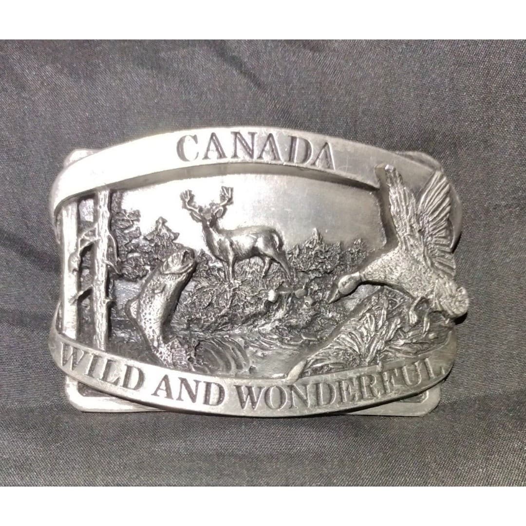 VINTAGE 1985 CANADA WILD AND WONDERFUL Western BELT BUCKLE BY SISKIYOU Z-22 - Thumbnail 4