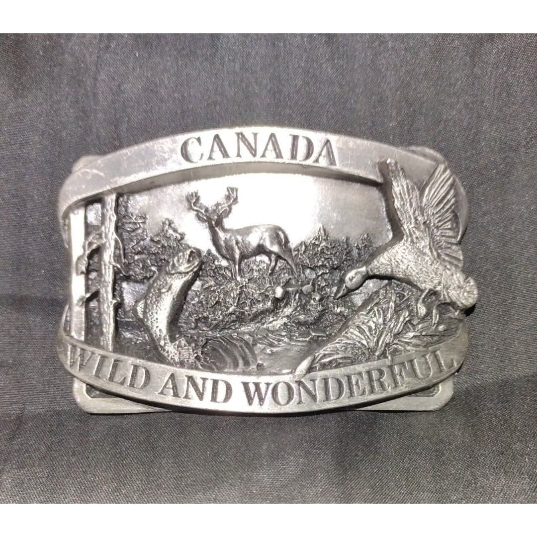 VINTAGE 1985 CANADA WILD AND WONDERFUL Western BELT BUCKLE BY SISKIYOU Z-22 - Image 1