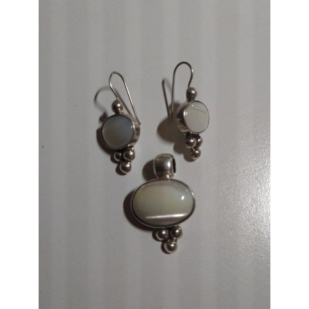 925 Sterling Silver ATI Mexico Earrings & Necklace Pendant - Thumbnail 3